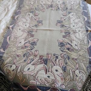 Floral Bunny Tapestry Table Runner